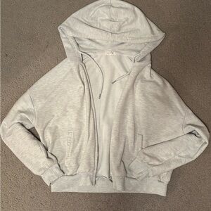 Garage Gray Hooded Sweater with Relaxed Fit and Zipper